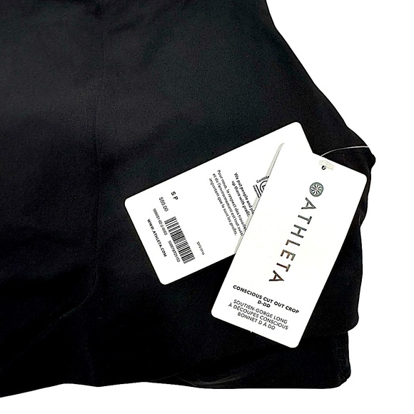 ATHLETA Conscious Cut Out Crop D-DD Active Workout Yoga Black NWT Size Small - Picture 5 of 7